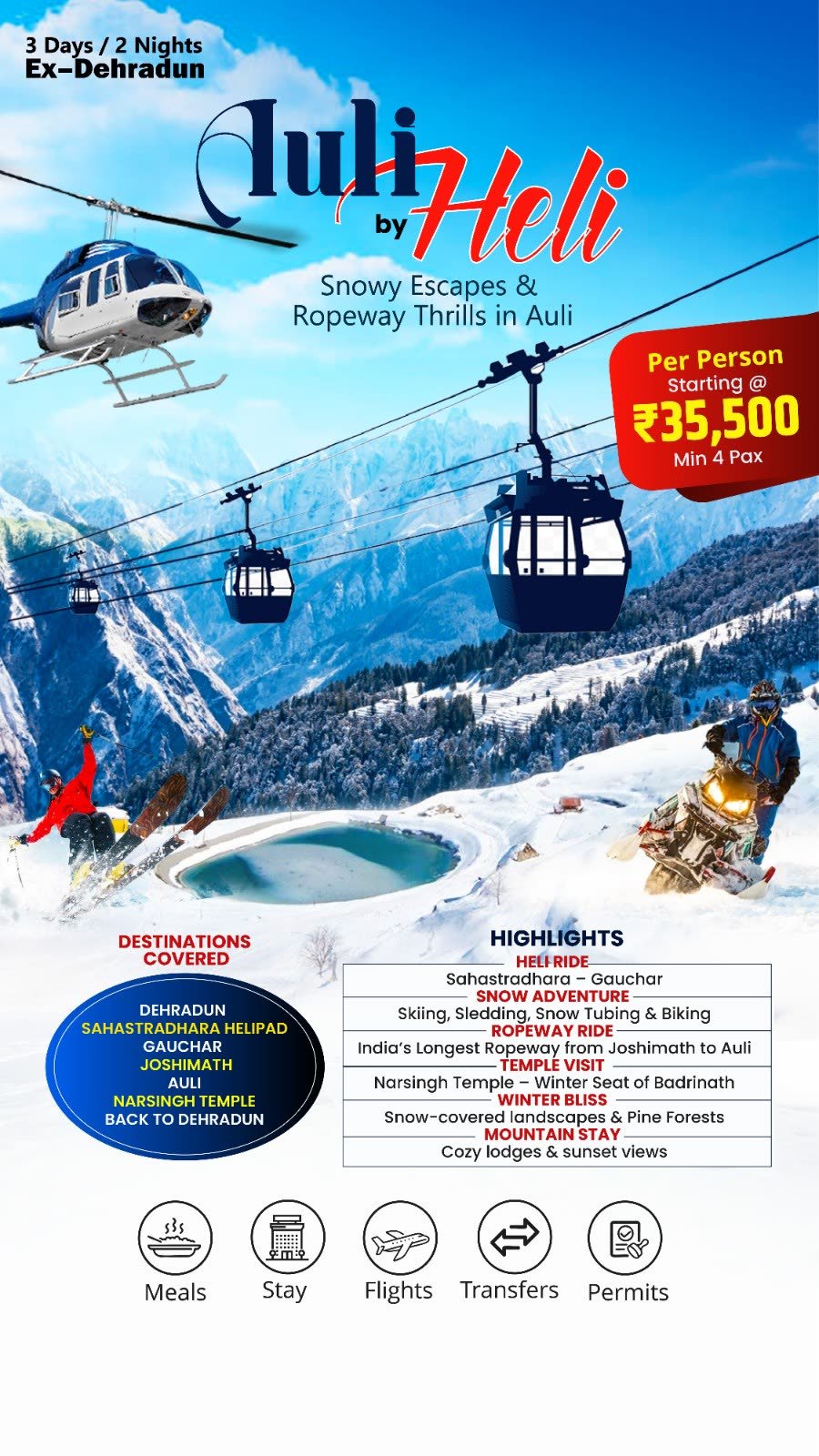 Auli by Helicopter Tour - 02 Nights 03 Days